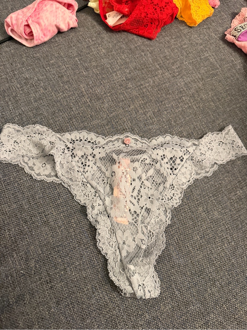 Victoria's Secret Light Gray Lace Thong dream angels new